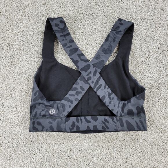 Lululemon In A Flash Bra II Womens 2 Deep Coal Animal Swirl Cheetah Crossback - Picture 5 of 12